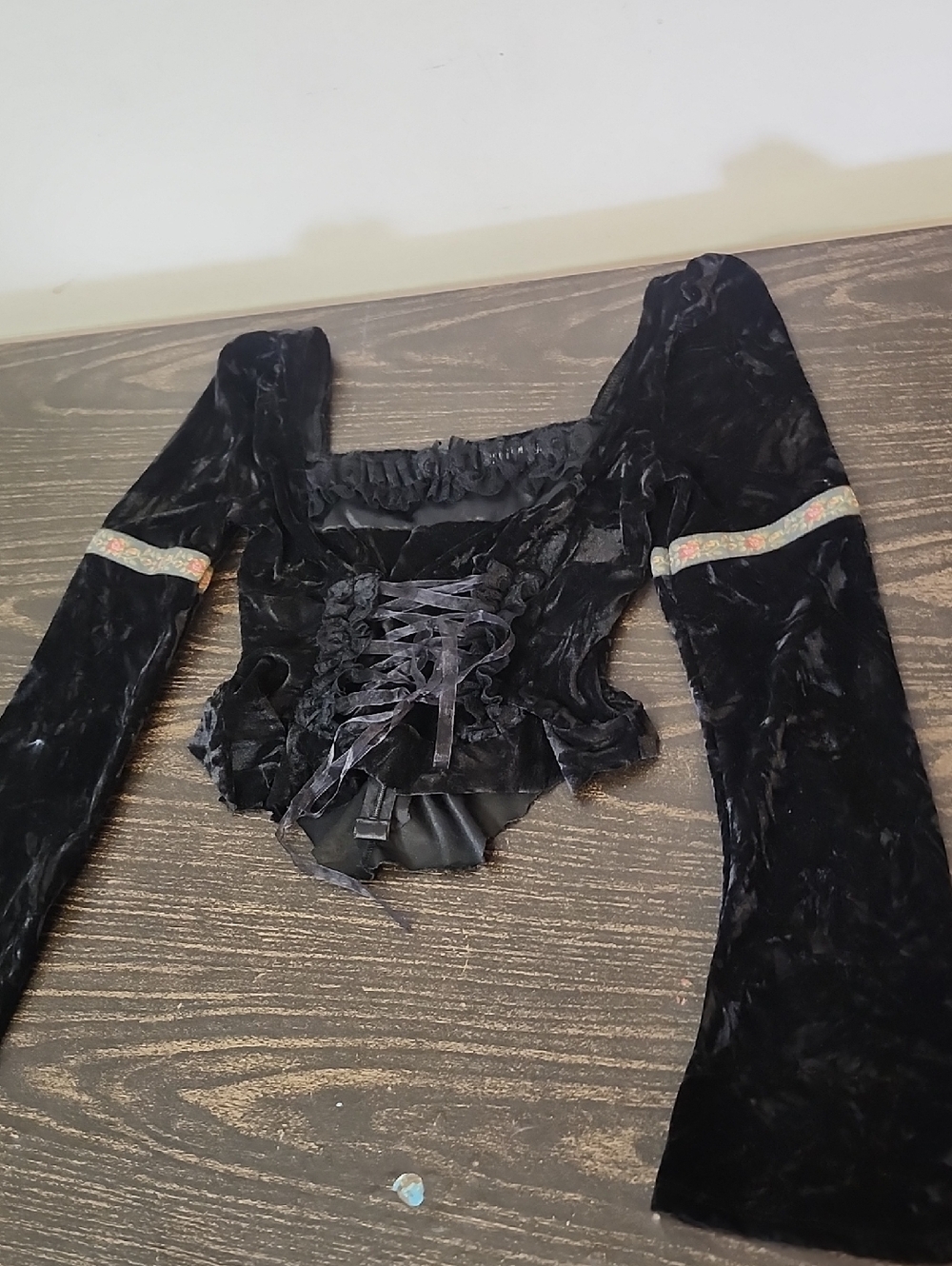 Current Mood Black Corset velvet Top Size S Goth